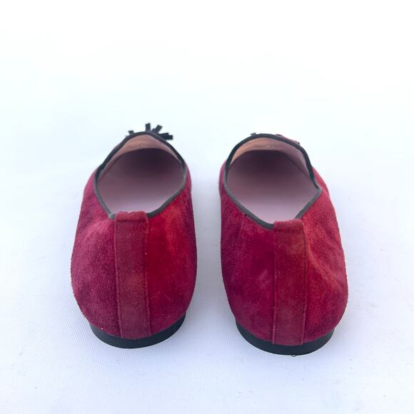 Pretty Ballerinas Burgundy Suede Black Tassel Loafers Preppy 41 Red Flats 10 - Picture 8 of 9